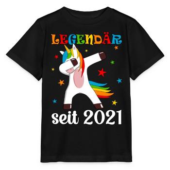 Légendaire depuis 2021 Né anniversaire Licorne - T-shirt bio MINI CREATOR Stanley/Stella Enfant - noir - Devant - Mikhail (115cm)