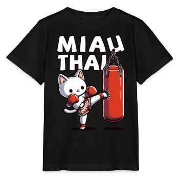 Muay Thai Boxing, Thai Boxing Kickboxen Miau Thai - Stanley/Stella Kinder T-Shirt MINI CREATOR  - Schwarz - Vorne - Mikhail (115cm)