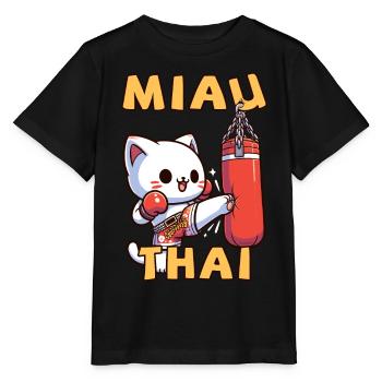 Muay Thai Boxing, Thai Boxing Kickboxen Miau Thai - Stanley/Stella Kinder T-Shirt MINI CREATOR  - Schwarz - Vorne - Mikhail (115cm)