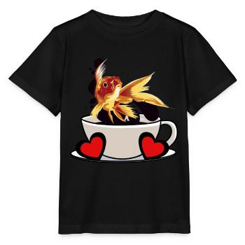 Pause-café Poisson Caféine Rafraîchissement Fantaisie - T-shirt bio MINI CREATOR Stanley/Stella Enfant - noir - Devant - Mikhail (115cm)