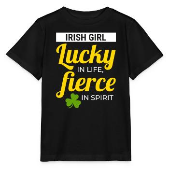 Irish Girl: Lucky & Fierce Humour - Stanley/Stella MINI CREATOR Kids’ T-Shirt - black - Front - Mikhail (115cm)