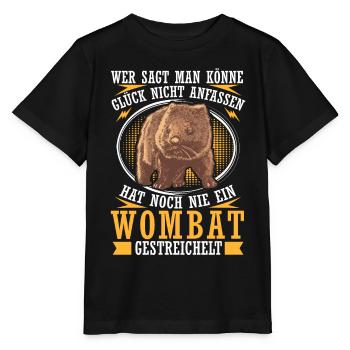 Wombat caressant le marsupial australien - T-shirt bio MINI CREATOR Stanley/Stella Enfant - noir - Devant - Mikhail (115cm)