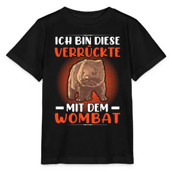 Fou avec Wombat Australia Marsupial - T-shirt bio MINI CREATOR Stanley/Stella Enfant - noir - Devant - Mikhail (115cm)