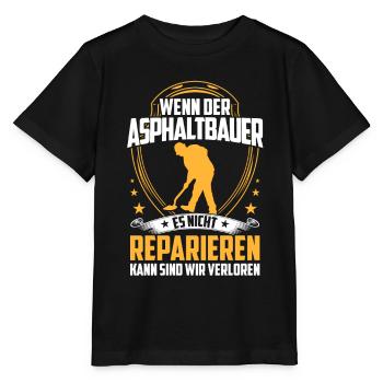 Les constructeurs d’asphalte ne réparent pas les constructeurs de routes - T-shirt bio MINI CREATOR Stanley/Stella Enfant - noir - Devant - Mikhail (115cm)