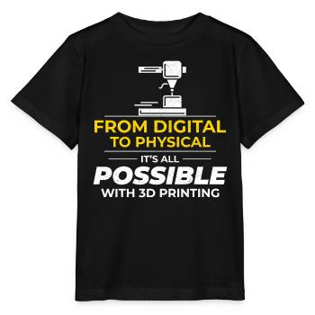 3D-Drucker 3D-Druck - Stanley/Stella Kinder T-Shirt MINI CREATOR  - Schwarz - Vorne - Mikhail (115cm)