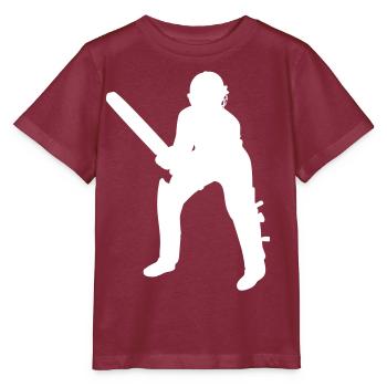 Cricket Batsman Batter - Stanley/Stella MINI CREATOR Kids’ T-Shirt - burgundy - Front - Kain (125cm)