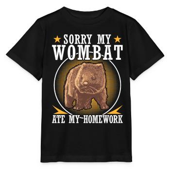 Wombat hat meine Hausaufgaben Beuteltier - Stanley/Stella Kinder T-Shirt MINI CREATOR  - Schwarz - Vorne - Mikhail (115cm)