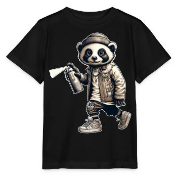 Panda Graffiti Bombe aérosol Street Art - T-shirt bio MINI CREATOR Stanley/Stella Enfant - noir - Devant - Mikhail (115cm)