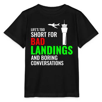 Contrôleur de la circulation aérienne ATC Aviation Humour Avion - T-shirt bio MINI CREATOR Stanley/Stella Enfant - noir - Devant - Mikhail (115cm)