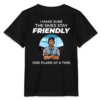 Contrôleur de la circulation aérienne ATC Aviation Humour Avion - T-shirt bio MINI CREATOR Stanley/Stella Enfant - noir - Devant - Mikhail (115cm)