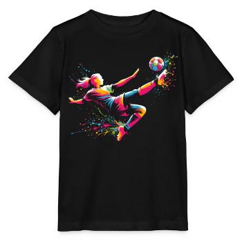 Football Football Femme, Coloré, Joueur De Football Femme - T-shirt bio MINI CREATOR Stanley/Stella Enfant - noir - Devant - Mikhail (115cm)