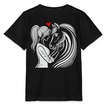 Pferd, Reiten, Reiterin, Pferdebesitzer, Reitsport - Stanley/Stella Kinder T-Shirt MINI CREATOR  - Schwarz - Vorne - Mikhail (115cm)