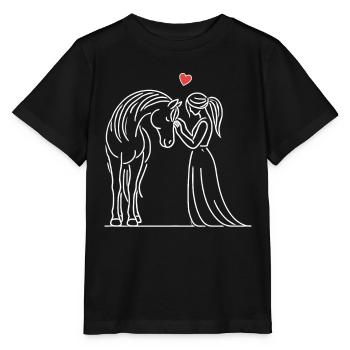 Pferd, Reiten, Reiterin, Pferdebesitzer, Reitsport - Stanley/Stella Kinder T-Shirt MINI CREATOR  - Schwarz - Vorne - Mikhail (115cm)