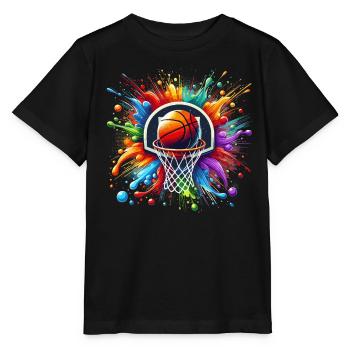basket-ball joueur de basket-ball, Splash, joueur de basket-ball - T-shirt bio MINI CREATOR Stanley/Stella Enfant - noir - Devant - Mikhail (115cm)