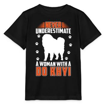 Femme avec Do, Khyi, Dogue tibétain, Dogue tibétain - T-shirt bio MINI CREATOR Stanley/Stella Enfant - noir - Devant - Mikhail (115cm)