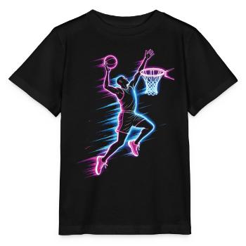 basket-ball, joueur de basket-ball, joueur de basket-ball, dunk - T-shirt bio MINI CREATOR Stanley/Stella Enfant - noir - Devant - Mikhail (115cm)
