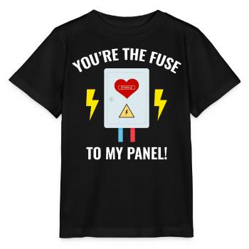 Elektriker Valentine: Du bist die Sicherung für mein Panel - Stanley/Stella Kinder T-Shirt MINI CREATOR  - Schwarz - Vorne - Mikhail (115cm)