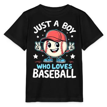 Baseball, Joueur De Baseball, Garçon, Joueur De Baseball - T-shirt bio MINI CREATOR Stanley/Stella Enfant - noir - Devant - Mikhail (115cm)
