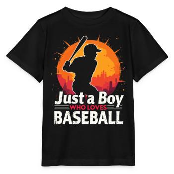 Baseball, Joueur De Baseball, Garçon, Joueur De Baseball - T-shirt bio MINI CREATOR Stanley/Stella Enfant - noir - Devant - Mikhail (115cm)