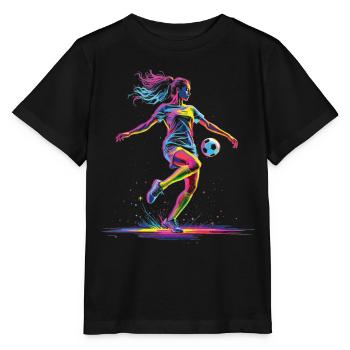 Football Soccer Femme, Coloré, Joueuse de Football Femme - T-shirt bio MINI CREATOR Stanley/Stella Enfant - noir - Devant - Mikhail (115cm)