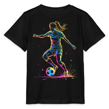 Football Soccer Femme, Coloré, Joueuse de Football Femme - T-shirt bio MINI CREATOR Stanley/Stella Enfant - noir - Devant - Mikhail (115cm)