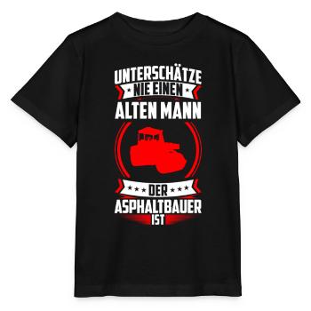 Vieil homme qui est constructeur d’asphalte est la construction de routes - T-shirt bio MINI CREATOR Stanley/Stella Enfant - noir - Devant - Mikhail (115cm)