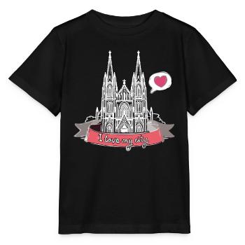 Cologne Cathédrale, Cologne,Cologne Amour, Cœur, Ville, Cologne - T-shirt bio MINI CREATOR Stanley/Stella Enfant - noir - Devant - Mikhail (115cm)