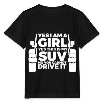 Frau mit Geländewagen - Stanley/Stella Kinder T-Shirt MINI CREATOR  - Schwarz - Vorne - Mikhail (115cm)