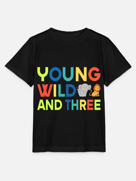 Young wild and three,Birthday - Stanley/Stella Kinder T-Shirt MINI CREATOR - Schwarz