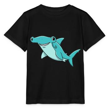 Animal Cartoon Hammerhead Shark - Stanley/Stella MINI CREATOR Kids’ T-Shirt - black - Front - Mikhail (115cm)