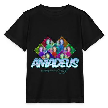 Mozart Pop Art | Cadeau Wolfgang Amadeus Mozart - T-shirt bio MINI CREATOR Stanley/Stella Enfant - noir - Devant - Mikhail (115cm)
