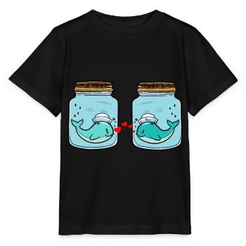 Whale Pisces Love Breakup Heartbreak Tears - Stanley/Stella MINI CREATOR Kids’ T-Shirt - black - Front - Mikhail (115cm)