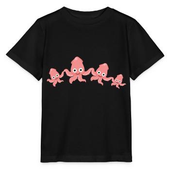 calmar,famille,sépia,famille de calmar - T-shirt bio MINI CREATOR Stanley/Stella Enfant - noir - Devant - Mikhail (115cm)