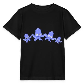 calmar,famille,sépia,famille de calmar - T-shirt bio MINI CREATOR Stanley/Stella Enfant - noir - Devant - Mikhail (115cm)