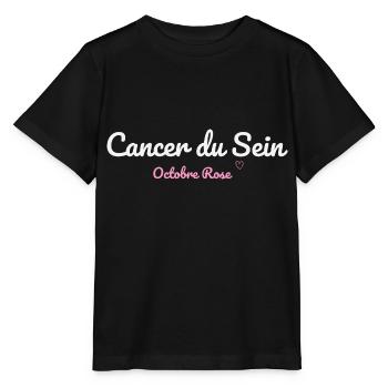 Cancer du Sein octobre rose - T-shirt bio MINI CREATOR Stanley/Stella Enfant - noir - Devant - Mikhail (115cm)