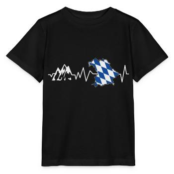 Herzschlag Bayern Wandern Berge - Stanley/Stella Kinder T-Shirt MINI CREATOR  - Schwarz - Vorne - Mikhail (115cm)