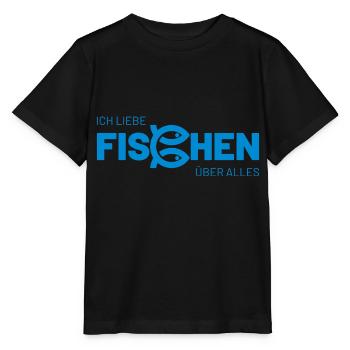 ich liebe fischen über alles - Stanley/Stella Kinder T-Shirt MINI CREATOR  - Schwarz - Vorne - Mikhail (115cm)