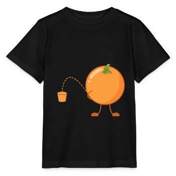 Lustiges Obst Orange Orangensaft witzige Früchte - Stanley/Stella Kinder T-Shirt MINI CREATOR  - Schwarz - Vorne - Mikhail (115cm)
