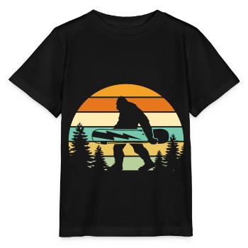 Snowboard Yeti – Bigfoot im Retro-Stil - Stanley/Stella Kinder T-Shirt MINI CREATOR  - Schwarz - Vorne - Mikhail (115cm)