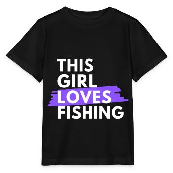 This girl loves fishing. - Stanley/Stella MINI CREATOR Kids’ T-Shirt - black - Front - Mikhail (115cm)