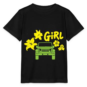 Frau mit Geländewagen - Stanley/Stella Kinder T-Shirt MINI CREATOR  - Schwarz - Vorne - Mikhail (115cm)