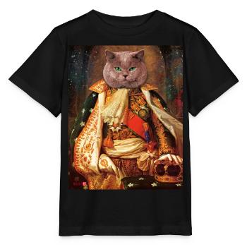 03 Kater Majestät Cat General King König - Stanley/Stella Kinder T-Shirt MINI CREATOR  - Schwarz - Vorne - Mikhail (115cm)