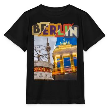 Berlin Allemagne City Skyline Vintage Rétro - T-shirt bio MINI CREATOR Stanley/Stella Enfant - noir - Devant - Mikhail (115cm)