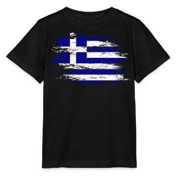 Griechenland Flagge used - Stanley/Stella Kinder T-Shirt MINI CREATOR  - Schwarz - Vorne - Mikhail (115cm)