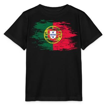Portugal Flagge used - Stanley/Stella Kinder T-Shirt MINI CREATOR  - Schwarz - Vorne - Mikhail (115cm)