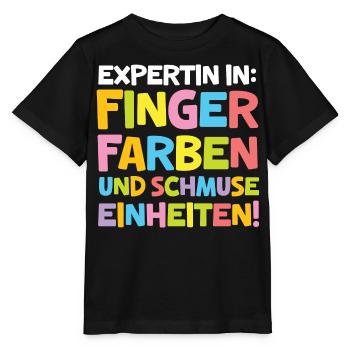 Erzieherin Kita Abschied Fingerfarben Schmusen - Stanley/Stella Kinder T-Shirt MINI CREATOR  - Schwarz - Vorne - Mikhail (115cm)
