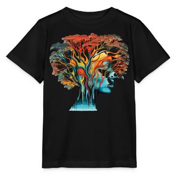 Optische Täuschung Kopf-Baum - Stanley/Stella Kinder T-Shirt MINI CREATOR  - Schwarz - Vorne - Mikhail (115cm)