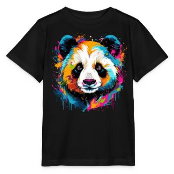 Panda coloré éclaboussures d’éclaboussures de peinture - T-shirt bio MINI CREATOR Stanley/Stella Enfant - noir - Devant - Mikhail (115cm)
