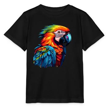 Bunter Papagei Farbkleckse - Stanley/Stella Kinder T-Shirt MINI CREATOR  - Schwarz - Vorne - Mikhail (115cm)