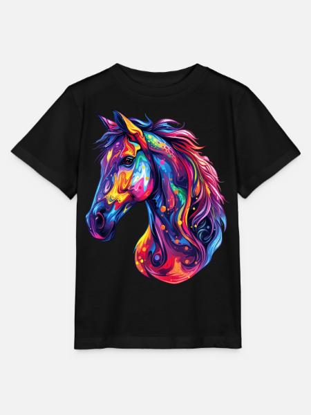 Ein psychedelischer Pferdekopf - Stanley/Stella Kinder T-Shirt MINI CREATOR  - Schwarz